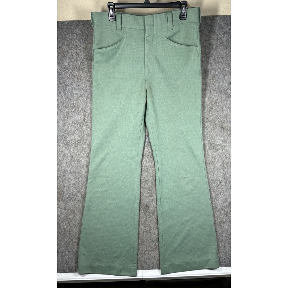 Vintage 70s Levi's Panatela Pants Mens 33x32 Sage Green Flare Disco